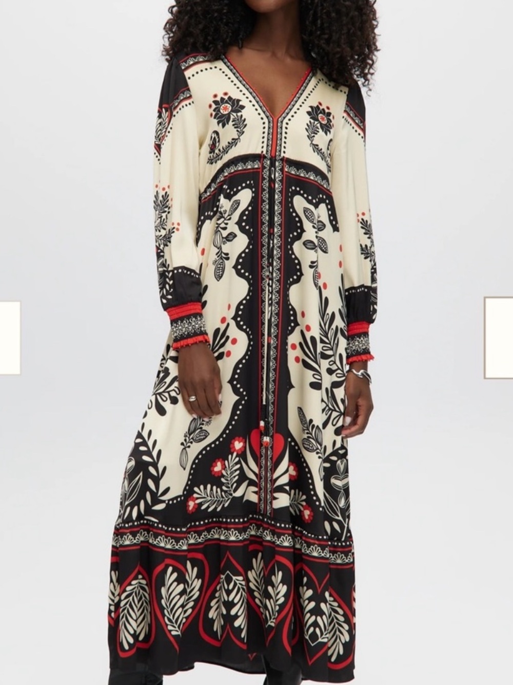 Caroline Constas satin long sleeve passion scarf maxi dress